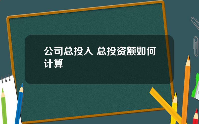 公司总投入 总投资额如何计算